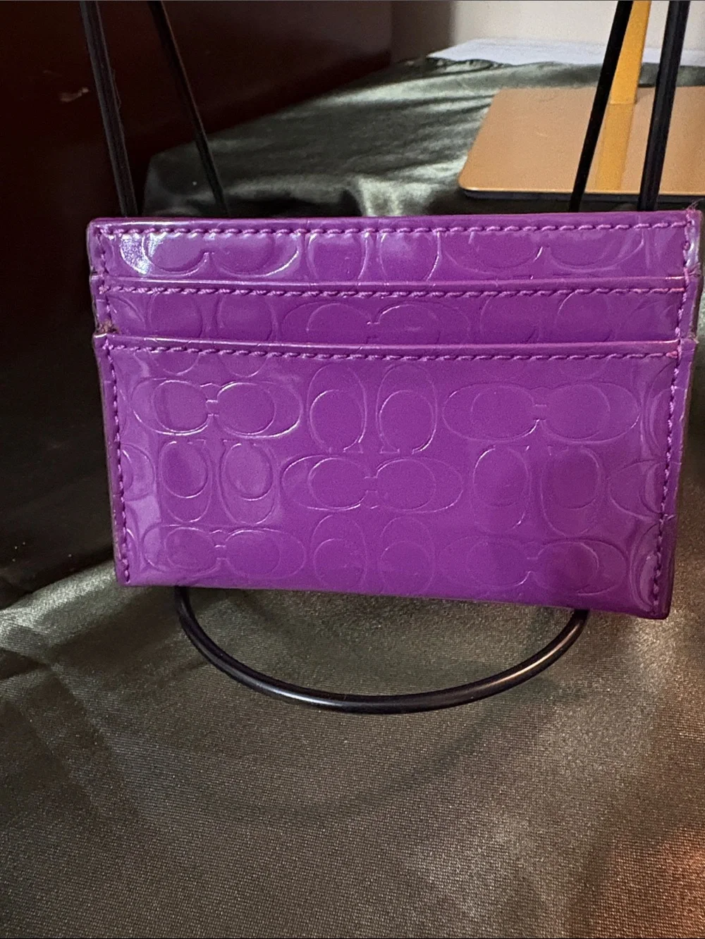 Coach Patent Purple Signature Card Holder